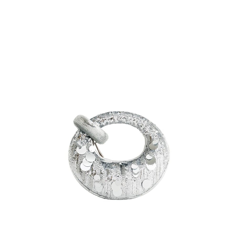 7665 Abacus Top Handle Bag - Metallic Sequin Silver - Mini